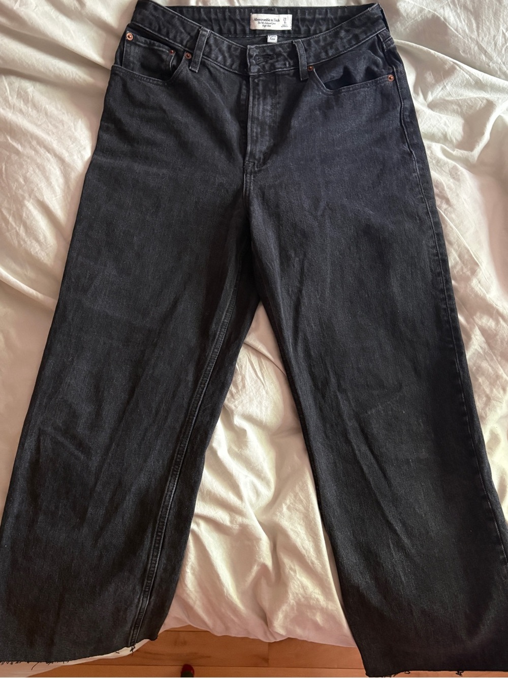 Abercrombie & Fitch Black Relaxed Wide-Leg Jeans CURVE LOVE